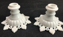 Load image into Gallery viewer, Matching Set Milk Glass Candle Holders
