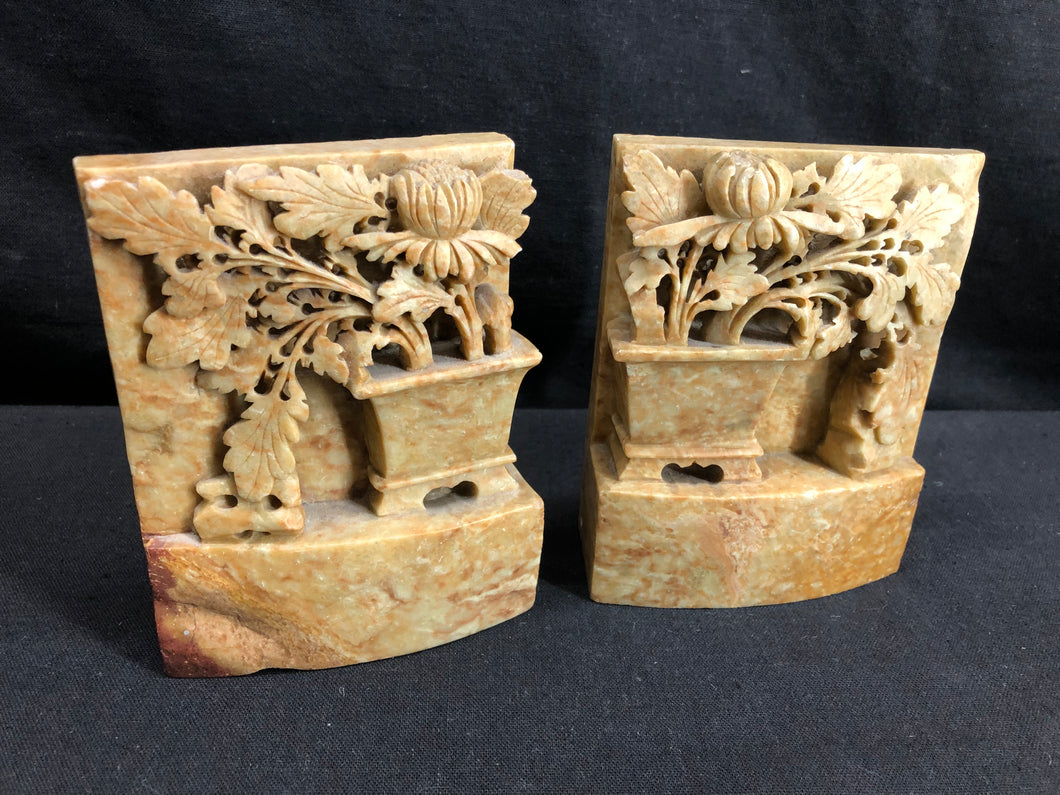 Carved Stone Book Ends