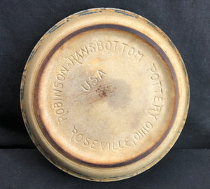 Vintage Robinson Ransbottom Roseville Ohio Pie Plate Blue Sponge Painted Rim