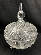 Load image into Gallery viewer, Lead Crystal Carved, Footed, Covered Candy Dish
